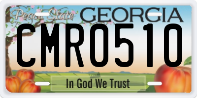 GA license plate CMR0510