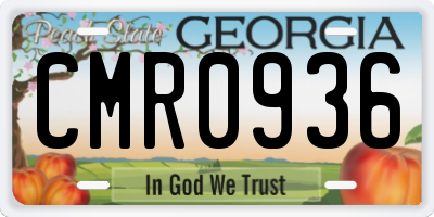 GA license plate CMR0936