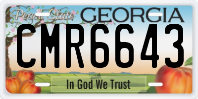 GA license plate CMR6643