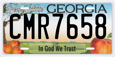 GA license plate CMR7658
