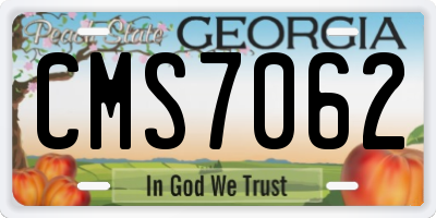 GA license plate CMS7062