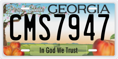 GA license plate CMS7947