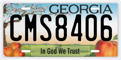 GA license plate CMS8406