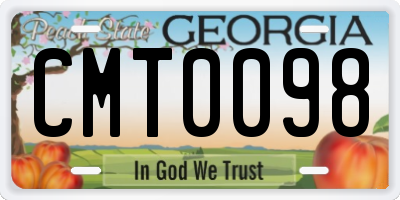 GA license plate CMT0098