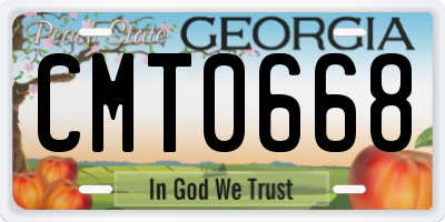 GA license plate CMT0668