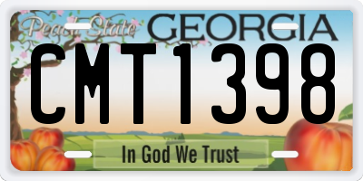 GA license plate CMT1398