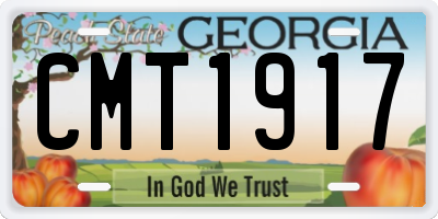 GA license plate CMT1917