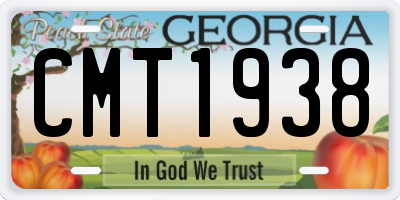 GA license plate CMT1938