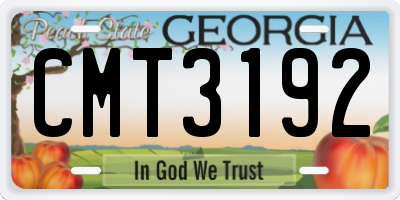 GA license plate CMT3192