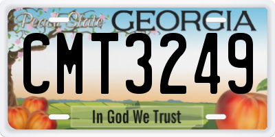 GA license plate CMT3249
