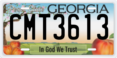 GA license plate CMT3613