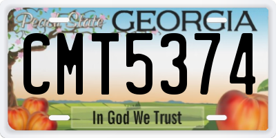 GA license plate CMT5374
