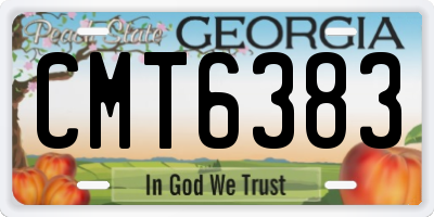 GA license plate CMT6383