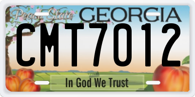 GA license plate CMT7012