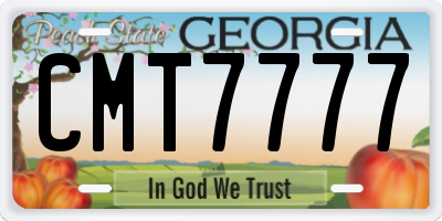 GA license plate CMT7777