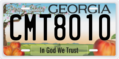 GA license plate CMT8010