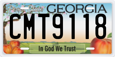 GA license plate CMT9118