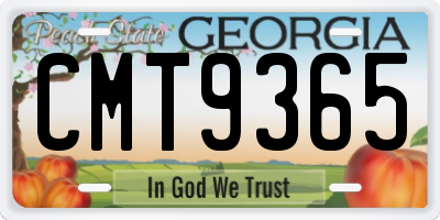 GA license plate CMT9365