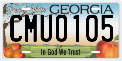 GA license plate CMU0105