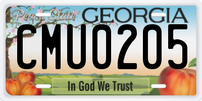 GA license plate CMU0205