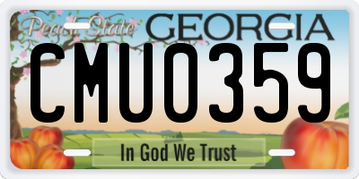 GA license plate CMU0359
