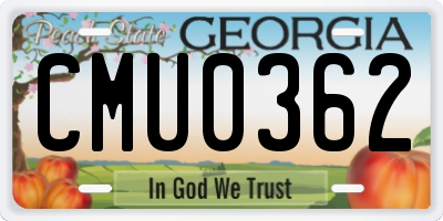 GA license plate CMU0362