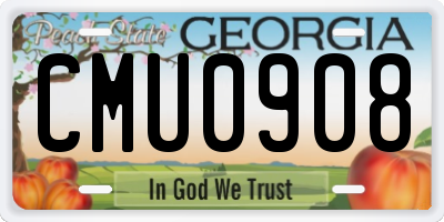 GA license plate CMU0908