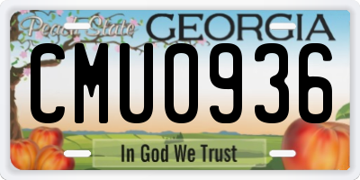 GA license plate CMU0936