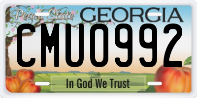 GA license plate CMU0992