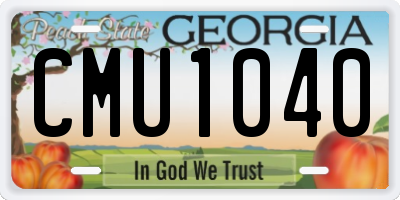GA license plate CMU1040
