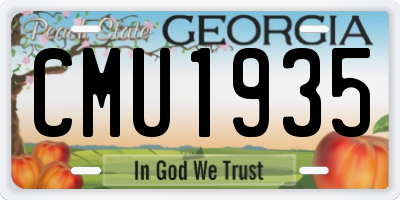 GA license plate CMU1935