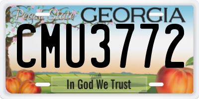 GA license plate CMU3772