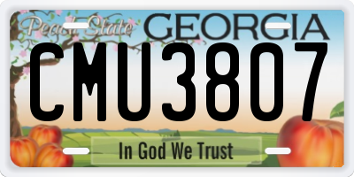GA license plate CMU3807