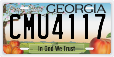 GA license plate CMU4117