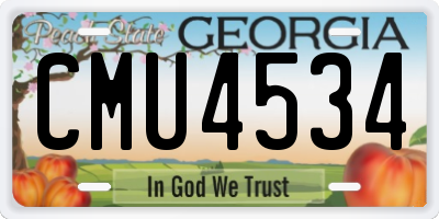 GA license plate CMU4534