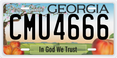 GA license plate CMU4666