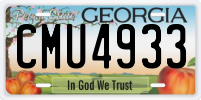GA license plate CMU4933