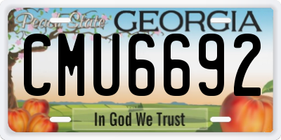 GA license plate CMU6692