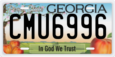 GA license plate CMU6996