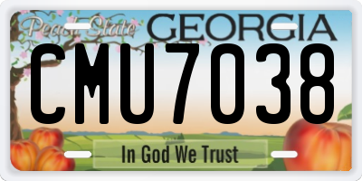 GA license plate CMU7038