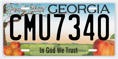 GA license plate CMU7340