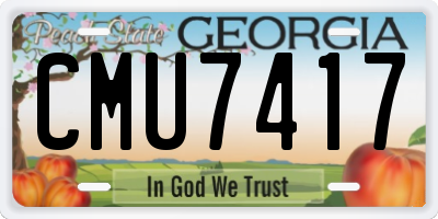 GA license plate CMU7417