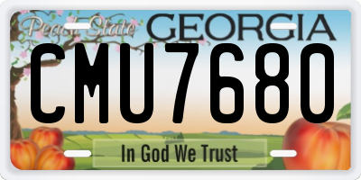 GA license plate CMU7680