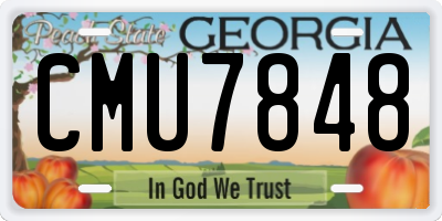 GA license plate CMU7848