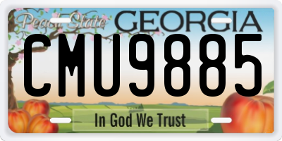 GA license plate CMU9885