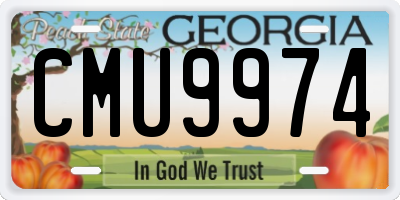 GA license plate CMU9974