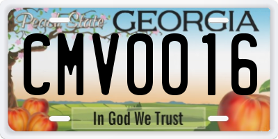 GA license plate CMV0016