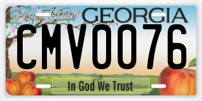 GA license plate CMV0076