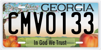 GA license plate CMV0133