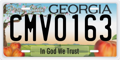 GA license plate CMV0163